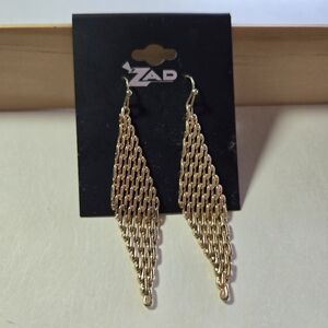 ZAD Gold Mesh Dangle Earrings